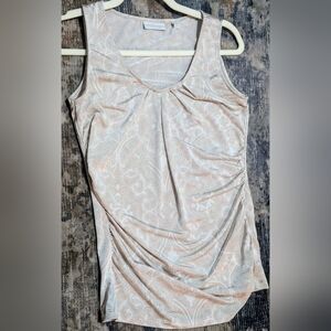 New York & Company Cream Patterned Tank Top